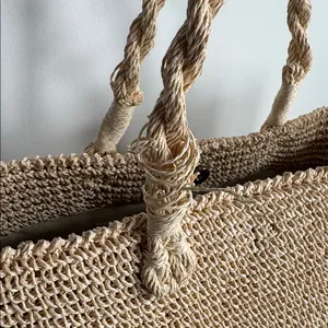 Elegant Tan Woven Tote Bag thumbnail 3