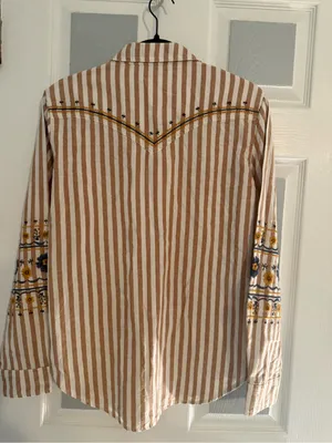 Driftwood Laura Button Down with Embroidered Sleeves thumbnail 4