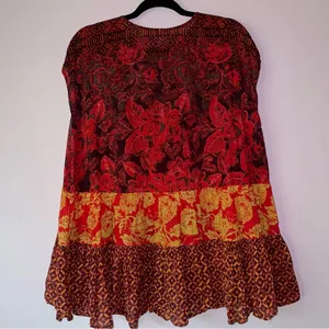 Free People Size S Boho Blouse Red Tiered Sleeveless Dark Cottage Beach Fairy thumbnail 6