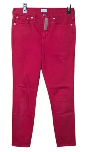 J. Crew Denim Red 10” high rise toothpick skinny jeans size 28 NEW #751 thumbnail 1