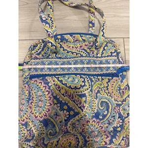 Vera Bradley Quilted Cotton Tote Bag Blue Purple Paisley Zip Shoulder Bag thumbnail 4