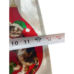 Cute VTG Christmas Cat Scarf Satin Feel Polyester Holiday Kittens Ornaments thumbnail 8