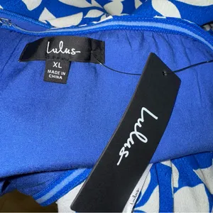 LULUS Show Off Time Blue Floral Print Ruched Halter Bodycon Dress Size XL NWT thumbnail 5