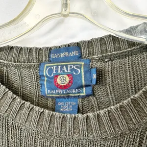 VTG Chaps Ralph Lauren XL Sweater Green Ribbed Cotton Heavyweight Fisherman 1023 thumbnail 3
