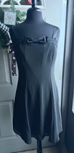 NWT Y2K mini black bow swing cocktail party dress, size 13/14 thumbnail 1