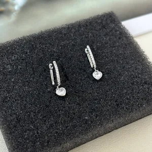 CZ Love Heart Dangle Drop Earrings for Women thumbnail 3