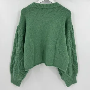 Vici Siarah Green Cable Knit Sweater Women's XL Crew Neck Ribbed Cozy Oversized‎ thumbnail 6