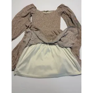 Altar'd State Mini Dress Women XS Tan Floral Smocked Tiered Balloon Sleeve thumbnail 8