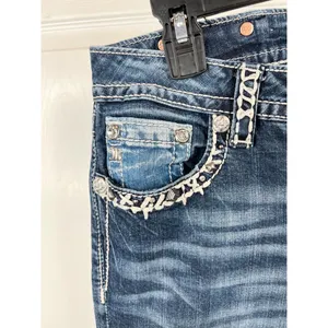 Miss Me Jeans Womens Size 29 Dark Wash Cropped Skinny Studded Distressed Denim thumbnail 7