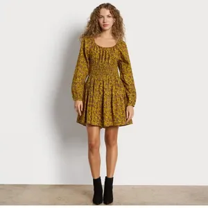 NWT SAM EDELMAN LORA MINI DRESS IN GOLDEN SPRIG -OLIVE OIL Small thumbnail 3