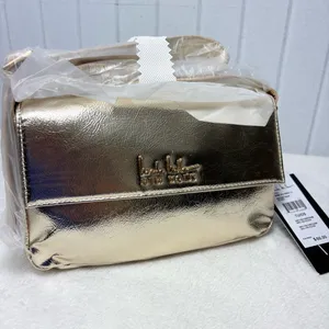 NICOLE‎ MILLER Vegan Leather Metallic Gold Evening Bag Purse Handbag NEW thumbnail 6