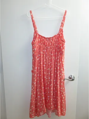 Torrid Coral Floral Babydoll Tank Midi Dress Summer Plus Size 2X thumbnail 2