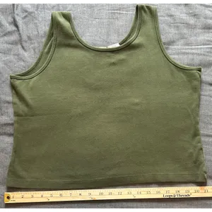 Liz Baker Petite Womens Large Tank Top Olive Green Scoop Neck Cotton Lycra thumbnail 4