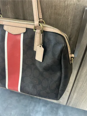 Coach Nancy Satchel Signature Brown Logo Print Purse Bag EUC thumbnail 5