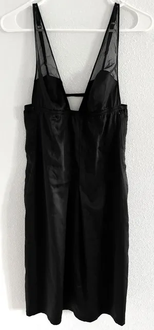 Victoria's Secret Slip Dress Womens Medium Black‎ Very Sexy Satin Lace Romantic thumbnail 1
