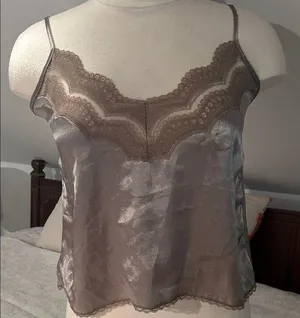 Y2K Elegant Brown Lace Trim Camisole size S thumbnail 1