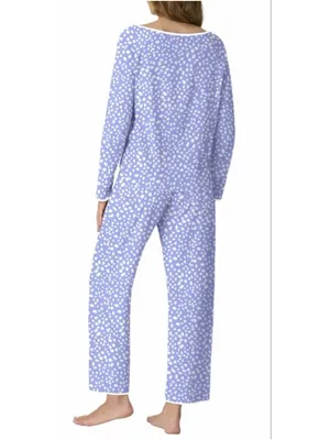 NEW Polka dot Pajamas Set 2 Pc Lounge Set Long Sleeve Pjs Long Pants L thumbnail 2