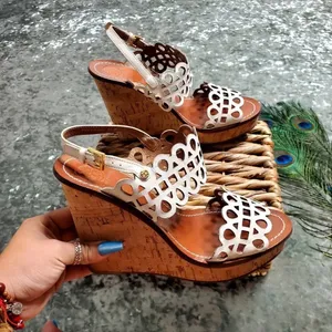 Tory Burch Nori Laser-Cut 115MM Wedge Sandal‎ in Ivory thumbnail 3