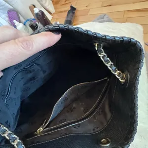 Tory Burch Black Leather convertible crossbody Chain Tote thumbnail 5