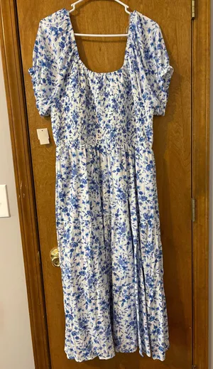 Blue floral sun dress ultra flirt thumbnail 4