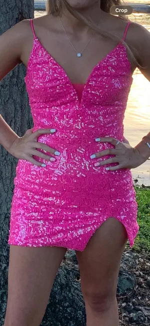 Hot pink hoco dress thumbnail 1