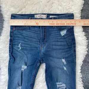Hollister Blue Denim High Rise Super Skinny Jeans Distressed Casual Grunge thumbnail 3