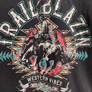 Rock & Roll Cowgirl Western Rodeo Baby Tee Size XS Womens Graphic Trail Blazin thumbnail 2