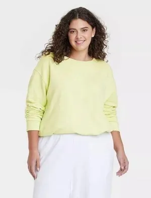 Universal Threads Bubble Hem Sweatshirt Long Sleeve Green M thumbnail 1