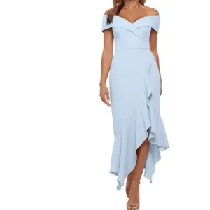 Xscape Light Blue Off Shoulder Ruffle Formal Gown Plus Size 16 Evening thumbnail 10