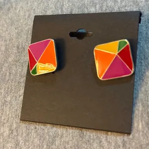 Colorful Geometric Earrings Red thumbnail 3