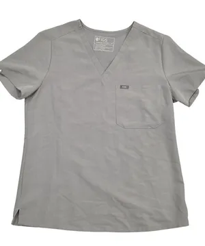 Figs Technical Collection Gray Scrub Top With V-Neck & Pocket Size Medium thumbnail 1