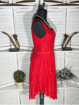 Y2K style babydoll mini dress lace backless pinup coquette whimsical romantic M thumbnail 4