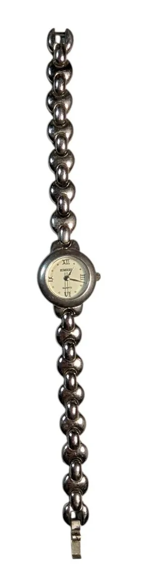 Vtg 1990s Rumours Silver Tone Roman Numeral Link Bracelet Watch Not Running thumbnail 1