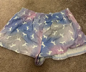 PINK Women’s Gradient Blue-Purple Dog Print Shorts thumbnail 1