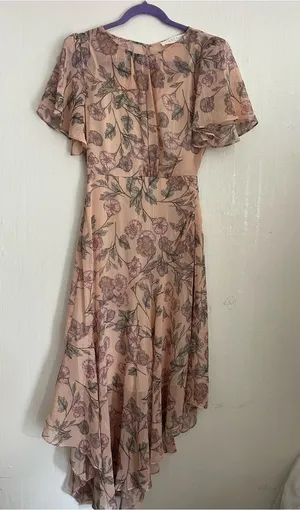 Floral High-Low Chiffon Dress in Blush thumbnail 1