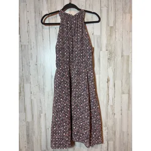 Ann Taylor Loft Halter Dress Size 10‎ Blue Geo Terra Cotta thumbnail 3