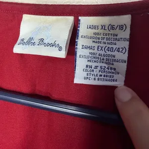 Bobbie Brooks Womens XL Red Cotton Floral Embroidered Button Front Vest thumbnail 4
