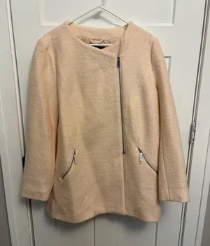 Metaphor Women's Asymmetric Zip Wool-Blend Coat in Light Blush thumbnail 1