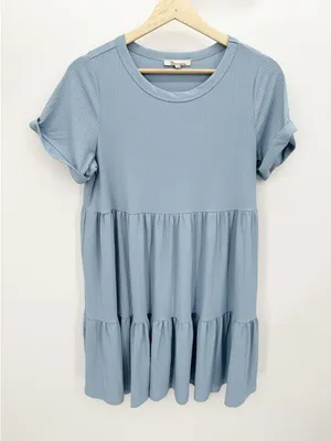 The Clothing‎ Company Blue Babydoll Tunic Mini Dress Women's Size Small S thumbnail 1