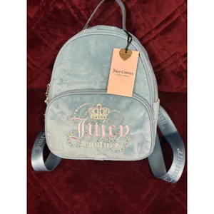 Juicy Couture Backpack‎ Mini Blue Velvet Crown Rhinestone Embellished NWT thumbnail 2