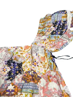 Liberty Love Patchwork Floral Off Shoulder Blouse Cropped Boho Shirt Size S NWT thumbnail 2
