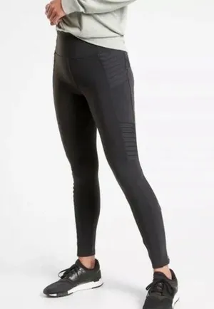 Athleta Delancey Moto Black Tight Legging Pant W-800 Sz S thumbnail 1