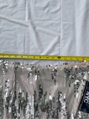 Sequined Beige Party Mini Skirt Tan Size L thumbnail 4