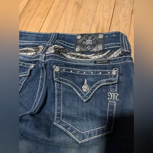 Miss Me Skinny Straight Leg Blue Denim Jeans. Bling Jeans thumbnail 4