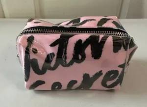 Victoria's Secret Plastic Coated Signature Script Logo Mini Cube Zipper Pouch thumbnail 1