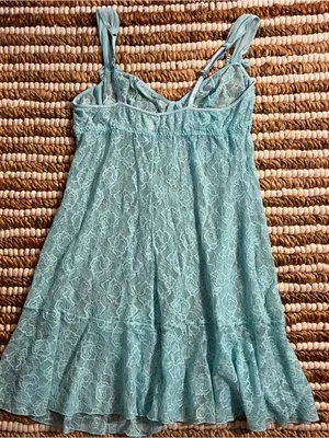 Vintage teal turquoise Light Blue Lace Slip Dress - Women Intimates & Sleepwear thumbnail 4