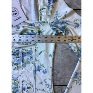Cider Blue Floral Corset Style Long Sleeve Bodysuit Cream Size M NWT thumbnail 5
