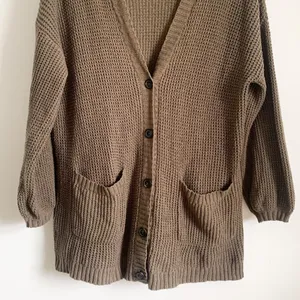 American Eagle Oversized waffle knit Grandpa Slouchy Cardigan Gray Brown XS/S thumbnail 7