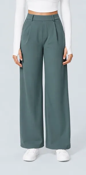 NWT Halara Flex DayStretch High Waisted Straight Leg Work Pants Silent Storm M thumbnail 1