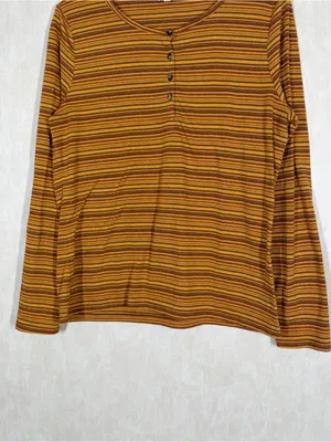 Toad&Co Women’s Piru Henley Longsleeve Shirt Lightweight Multicolor Stripe XL thumbnail 5